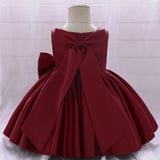 Big Bow Flower Girl Birthday Wedding Dress - # BAAA51110008