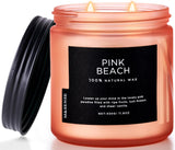 Pink Beach Jar Candle, 11.6Oz Pineapple & Coconut Scented Natural Soy Candles for Home Scented, 70 Hour Burn Time, Home Decor Gift for Women, Friends, Family, Colleagues, Couples
