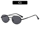 Retro Oval Dual-Beam Metal Sunglasses | UV Protection