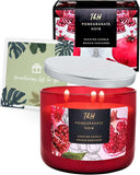 Pomegranate Noir Candle with Strawberry & Vanilla - Large 3 Wick Scented Candles for Home - Refreshing Summer Candles - 15.8 Oz Natural Soy Candles, Aromatherapy Relaxing Candle for Women & Men