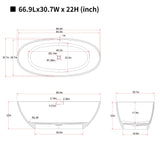 67'' Freestanding Bathtub Resin Stone Soaking Bathtub