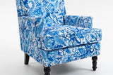 Upholstered Accent Chair, Vintage Armchair, Blue and White Stripes