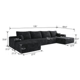 135" Cloud Sectional Sofa with Ottoman