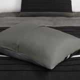 7 Piece Faux Suede Comforter Set - Black - King