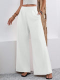 Women's High-Waist Wide-Leg Trousers with Pockets – Full Length