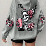 Retro Skull Graphic Long-Sleeve Sweatshirt