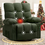 Massage Swivel Recliner Chair with Vibration Massage and Lumbar Heating for Adults,350LBS Oversized Rocker Recliner Single Sofa with Side Pocket,cup holder and USB Charge Port for Living Room