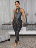 Sparkling Rhinestone Cutout Jumpsuit