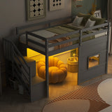 Twin Size Loft Bed with Storage Staircase and Window