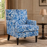 Upholstered Accent Chair, Vintage Armchair, Blue and White Stripes