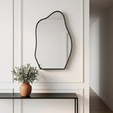 33.5"x22" Irregular Cloud-shaped Surface Mount Mirror Cabinet, Metal Frame Bathroom Medicine Cabinet with Adjustable Glass Shelves, Decorative Storage Mirror for Bathroom Entryway Bedroom, Matte