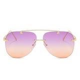 Metal Rimless Sunglasses for Men and Woman  Mirror Fashion  Trendy Pilot  Sun Glasses UV Protector Gradient Eyewear