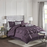 7 Piece Tufted Comforter Set - Plum California King