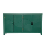 59in Green Accent Cabinet with 4 Doors - Mid Century Modern Buffet - Dark Green