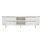 Modern TV Stand For TVs Up To 80", Entertainment Center With 4 Drawers And 1 Cabinet, Wood TV Console Table With And Handles For Living Room - White