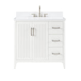 36 Inch Solid Wood Pre-Assembly Bathroom Vanity with US Power - White