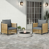 Brown PE Wicker Outdoor Sofa Set with Removable Grey Cushions - 2 Pieces