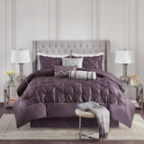 7 Piece Tufted Comforter Set - Plum California King