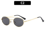 Retro Oval Dual-Beam Metal Sunglasses | UV Protection