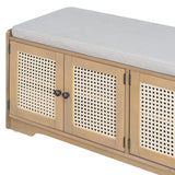 TREXM Rustic Storage Bench Multifunctional Wood Entryway Shoe Bench