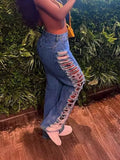 Side Distressed Jeans