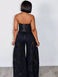 Cutout Tube Top and Wide Leg Pants Set