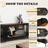 Modern Spacious Cat House with Fir Wood and Iron Frame - Black & Brown