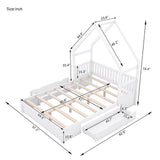 House Style Platform Bed With Guardrail And 2 Drawers