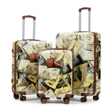 3-Piece Spinner Wheel Luggage Set with Waterproof Polycarbonate Shell - Black Vintage