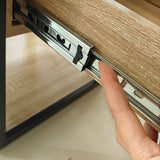 Modern End Tables with Drawer - Set of 2 Nightstands with Tempered Glass Top