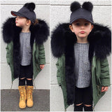 Children's Faux Fur Coat | Mid-Length Winter Jacket - # GIAA21210043 & BOAA11210008