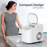 Kismile Ice Makers Countertop with Handle,26.5Lbs/24H,9 Cubes in 6 Mins,2 Sizes of Bullet Ice,Portable Machine with Self-Cleaning,Perfect for Home Kitchen(Black)