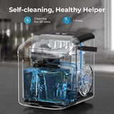 Kismile Ice Makers Countertop with Handle,26.5Lbs/24H,9 Cubes in 6 Mins,2 Sizes of Bullet Ice,Portable Machine with Self-Cleaning,Perfect for Home Kitchen(Black)