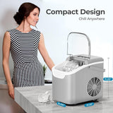 Kismile Ice Makers Countertop with Handle,26.5Lbs/24H,9 Cubes in 6 Mins,2 Sizes of Bullet Ice,Portable Machine with Self-Cleaning,Perfect for Home Kitchen(Black)