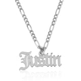 Custom Old English Name Necklace With Figaro Chain