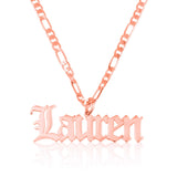 Custom Old English Name Necklace With Figaro Chain