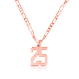 Custom Sports Number Necklace With Figaro Chain