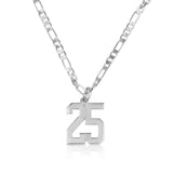 Custom Sports Number Necklace With Figaro Chain