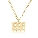 Custom Sports Number Necklace With Figaro Chain