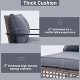 Ainfox Outdoor Patio Furniture Rocking Loveseat, Wicker Rattan Sofa