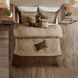 7 Piece Faux Suede Comforter Set Brown California King