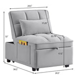 4 in 1 Multi-Function Single Sofa Bed with Adjustable Backrest - Gray