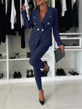 Lapel Button-Down Jacket & Slim-Fit Trousers Suit – 15 Colors XS–XXL