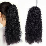 Kinky Curly Drawstring Ponytail Human Hair Brazilian Afro Clip in Extensions for Black Women Remy 150G 4 Combs