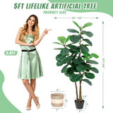 5FT Artificial Fiddle Leaf Fig Tree with Planter