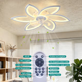 30-Inch White Flower Ceiling Fan with Integrated LED Light and Remote Control