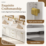60" White French-Style Bathroom Vanity Cabinet