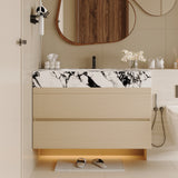 29.9" Modern Floating Bathroom Vanity with Faux Marble Top