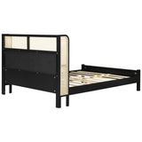 Queen Size Bed Frame with Green Upholstered Headboard