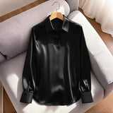 Women’s V‑Neck Business Casual Blouse – Relaxed Fit Long Sleeve Shirt